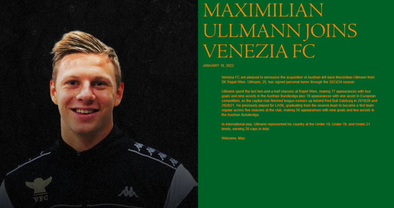 Maximilian Ullmann wechselt zu Venezia FC