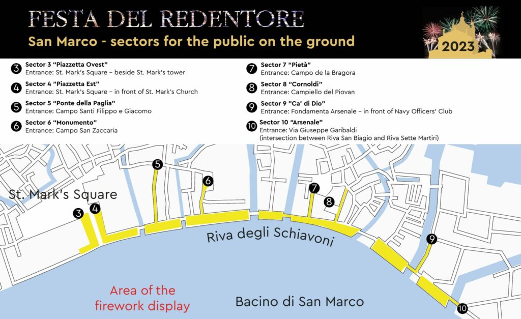 Redentore-Feuerwerk in Venedig - Sektoren San Marco