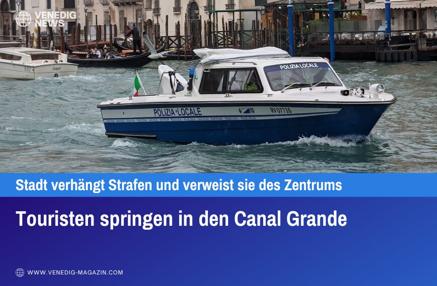 Touristen springen in den Canal Grande