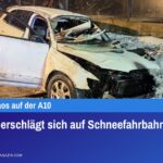 Pkw überschlägt sich auf Schneefahrbahn